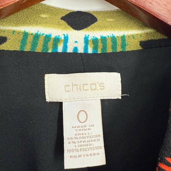 Chicos Sz SMALL US4/6 0 Tribal Aztec Wearable Art Jacket Blouse Shirt Top Summer - Picture 2 of 7